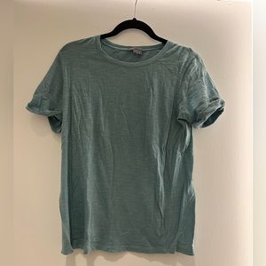 Vince turquoise t shirt with cuffed sleeve cotton size small